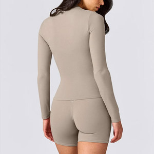 Activewear Yoga Shirt <b>Long</b> Sleeve Women's Wear Compression High Elastane Four Way Stretch Custom Material Seamless Shirt - Product Image 5