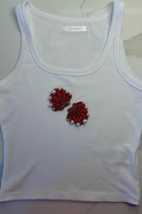 Débardeur élégant brodé de perles de rocaille, design moderne, fait main, avec broderie détaillée - Product Image 5