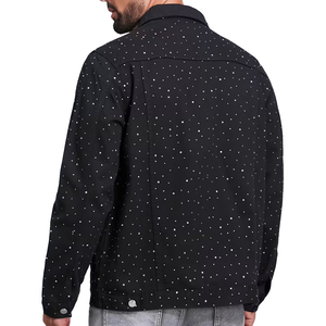 Hot Selling <b>Denim</b> Rhinestone <b>Jacket</b> <b>Men's</b> Custom Outdoor Jean <b>Jacket</b> 100% Cotton Lightweight Breathable <b>Jacket</b> All Over Stone - Product Image 3