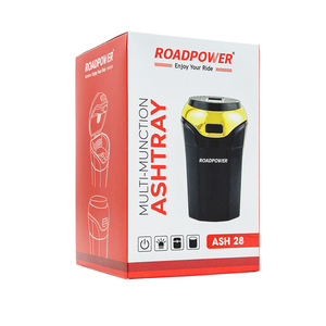 ROADPOWER (RP-ASH-28) Cendrier de voiture portable en acier inoxydable sans fumée avec lumière LED bleue et récipient intérieur amovible - Product Image 6