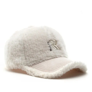 Casquette de camionneur en velours à 5 panneaux avec logo brodé, design classique, 100% laine, pour l'hiver et les activités de plein air - Product Image 3