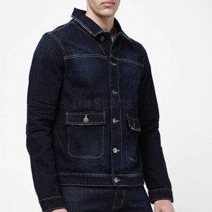 Veste en jean pour homme au meilleur prix, col montant, logo personnalisé sur le devant, design personnalisé, 100% coton, écologique, respirante, veste d'hiver - Product Image 2
