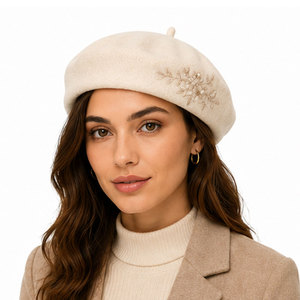 Merino Wool <b>Beret</b> Hat Soft Felt French Style Winter Fashion with Elegant Embroidered Design for Everyday Wear - Product Image 2