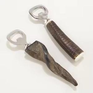 Best Quality Natural Buffalo Horn Eco-Friendly Modern Design Stainless Steel Handle Handicrafts Corkscrew Wine/Bottle Cap <b>Open</b> - Product Image 1
