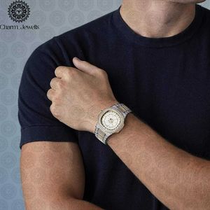 Montre de luxe pour homme Charm Jewells en acier inoxydable, cadran 40 mm, lunette sertie de diamants, mouvement mécanique analogique, résistance à l'eau 10 bars, bouton poussoir - Product Image 6