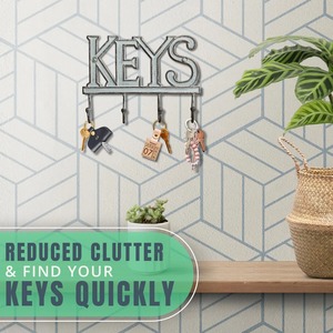 Metal <b>Keys</b> Words <b>Key</b> Holder Perfect For Home Decor Entryway <b>Wall</b> Organizer <b>Keys</b> Mail And Small Items Storage From India - Product Image 2