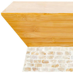 Decorative <b>Bamboo</b> Top Inlaid <b>Stools</b> Mother of Pearl Handcrafted Pedestal Mosaic Plant Stand With Unique Shell Texture - Product Image 3