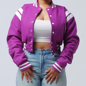 Top Selling Custom Cropped Wool Breathable Varsity Jacket Women Baseball Style High School Letterman OEM Manufacturer - Product Image 4
