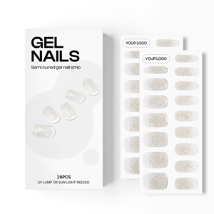 Autocollants pour ongles en gel semi-durcis de qualité salon 100% réels coréens, manucure vegan, sans cruauté, non toxique, 28 pièces - Product Image 1