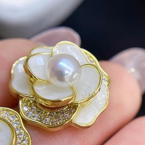 Vintage Classic Three-Dimensional Camellia Shaped Freshwater <b>Pearl</b> <b>Earrings</b> Pure Silver From Zhuji Jewelry - Product Image 1