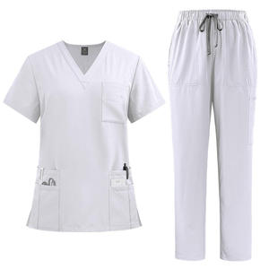 Hot-Sale Anti Wrinkle Washable Denim Fabric Cotton Blend Unisex Nurse <b>Scrubs</b> Hospital Uniform Sets Medical <b>Scrubs</b> In-Stock Sets - Product Image 5