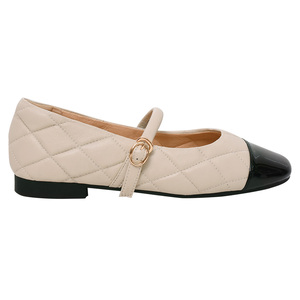 Chaussures plates Mary Jane en cuir d'agneau matelassé pour femmes Ann'S, bout pointu verni, couleur blanche - Product Image 5