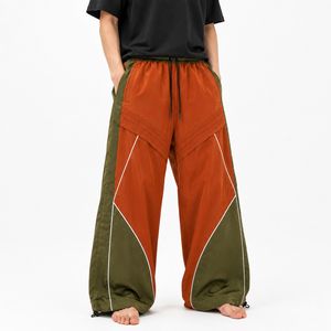 Pantalon de survêtement utilitaire performant à jambe large avec panneau réfléchissant, cordon de serrage à l'ourlet, léger, 100 % coton, taille élastique, décontracté pour l'extérieur - Product Image 3