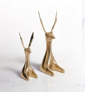 Modern <b>Gold</b> Metal Rabbit Figurines 2 Pcs Abstract Animal Sculpture Tabletop <b>Decor</b> For Home Office <b>Living</b> <b>Room</b> <b>Decor</b> - Product Image 1