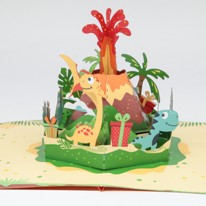 Tarjeta de Felicitación 3D Pop-Up al por Mayor, Diseño de Fiesta de Cumpleaños de Dinosaurios, Impresión Personalizada, Tema de Aventura Animal - Product Image 3