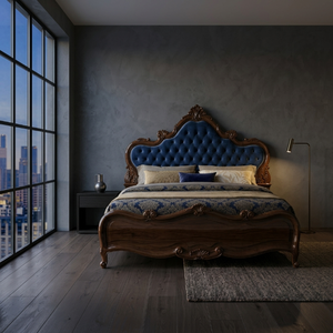 Lit capitonné en bois massif de style classique français pour hôtel 5 étoiles, mobilier de chambre de villa de luxe, fabrication sur mesure OEM - Product Image 5