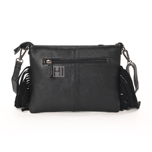 Trendy Cowhide Fur Leather Crossbody Bag | Western <b>Fringe</b> Shoulder Purse | Handmade Custom Zipper Handbag - Product Image 3