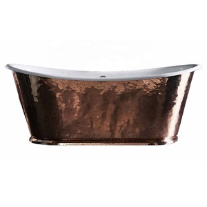 Nueva llegada hecha a mano bañera de cobre sólido bañera zapatilla de cobre bañera de pedestal para baño en precio al por mayor - Product Image 5