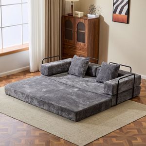 Divano Letto Convertibile Comodo con Supporto Lombare a Cuscino e Braccioli, Futon Lounge Sleeper C-Product - Product Image 2