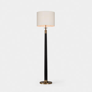 Modern Luxury Fabric Covered Floor <b>Lamp</b> LED Standing Light with Off-White Round Shade <b>Switch</b> Control for Hotel Villa Living Room - Product Image 1