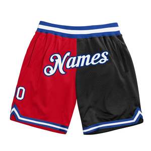Custom Split Red Black Basketball Shorts <b>Men's</b> Two Tone Mesh Sports <b>Trunks</b> Stitched Team Uniforms Wholesale Quick Dry Gym Wear - Product Image 1