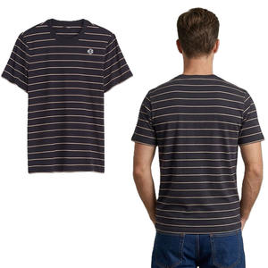 เสื้อยืดผู้ชายลายทางแนวนอน ผ้าฝ้าย 100% ปักโลโก้ตามสั่ง คอกลม สวมใส่สบาย ทรงคลาสสิก เนื้อผ้านุ่ม ขายส่ง - Product Image 2