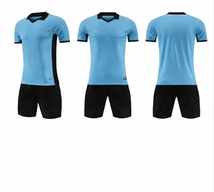 Uniforme de Fútbol Personalizado Azul Cielo de Alta Calidad al por Mayor, Ligero, Ecológico, 100% Poliéster, Cuello Redondo, Impresión Digital Rápida - Product Image 1