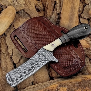 Couteau de boucher en acier Damas, manche en bois Pakka et os, pour ranch, ferme, cadeau, EDC, avec étui, vente en gros, B2B, fabricant OEM - Product Image 6