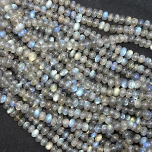 Cuentas redondas lisas de labradorita brillante AAA, tira de 16 pulgadas, 5-6 mm, cuentas de piedras preciosas de labradorita natural para la fabricación de joyas al por mayor - Product Image 1