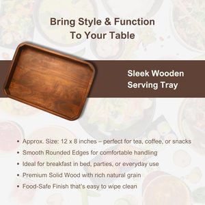 Plateau en bois pur aux bords arrondis pour une manipulation confortable, idéal pour le petit-déjeuner, les fêtes au lit ou l'usage quotidien - Product Image 3
