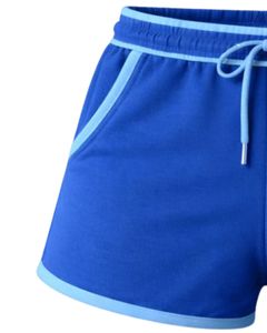 Manufacturer Custom <b>Women</b> Royal Blue With Sky Blue Contrast Cotton Fleece <b>Shorts</b> <b>Elastic</b> <b>Waist</b> Casual Summer Sports Lounge Wear - Product Image 3