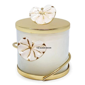 Centerpiece & Decorative Herb & <b>Spice</b> Tools Latest Design Lotus Design Premium Quality Metal Canister Golden <b>Jar</b> - Product Image 1