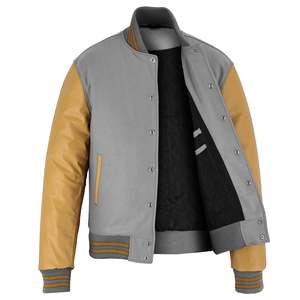 Chaquetas Varsity de invierno con mangas blancas, estilo invierno, de cuero/lana, para venta en línea a precio económico. - Product Image 2