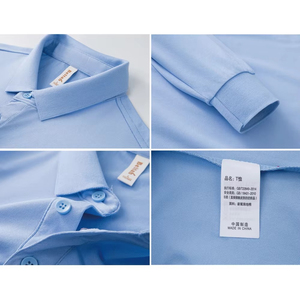 Polo de Punto Personalizado para Hombre, Manga Larga, Color Azul Claro, Corte Regular, Transpirable, de Algodón - Product Image 3