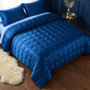 Blue <b>Velvet</b> <b>Bedspread</b> 3Pcs All Season Square Pattern Stitched Solid Design Light Luxury Bedding Home Use - Product Image 2