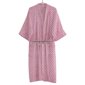 เสื้อคลุมอาบน้ำผ้าฝ้ายพิมพ์ลายดอกไม้ - Product Image 3