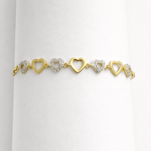 18ct <b>Gold</b> Heart Shape Crystal Link <b>Bracelet</b> for Women Romantic Elegant <b>Adjustable</b> Chain Jewelry Wedding Party Daily Wear Gift - Product Image 1