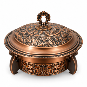 Kavoreza Royal Design Plat de service en acier inoxydable martelé doré, support de buffet orné, finition miroir, durable et éco-responsable - Product Image 5