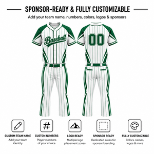 Conjunto de Uniforme de Béisbol Personalizado con Rayas, 100% Poliéster, Manga Corta, Absorbe la Humedad, Corte Regular para Hombre Adulto, Impresión por Serigrafía - Product Image 2