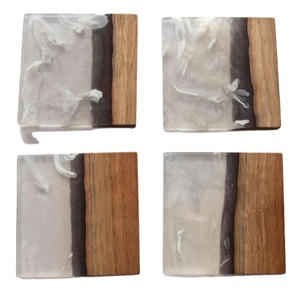 จานไม้อีพ็อกซี่ทำด้วยมือและไม้ทึบพร้อมรถไฟเหาะชุดตกแต่งที่หรูหราสำหรับชากาแฟบ้านให้ความบันเทิง - Product Image 1