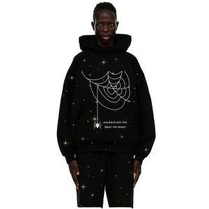 Sweat-shirt à capuche surdimensionné avec imprimé toile d'araignée et poches pour homme, vêtements décontractés d'hiver - Product Image 5