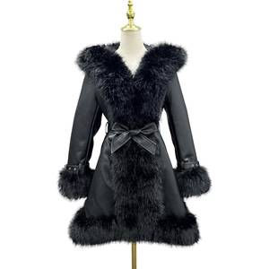 Abrigo Largo de Piel Sintética de Lujo para Mujer, Elegante Abrigo de Invierno con Cinturón, Prenda Exterior Cálida y a la Moda, Proveedor Mayorista OEM Personalizado - Product Image 1
