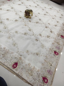 Burgundy Crinkled Silk Dupatta with Gold Border Elegant Traditional Indian Pakistani Women <b>Wedding</b> Party Diwali Wear - Product Image 3