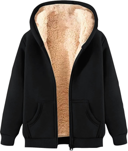 Sweat à capuche oversize zippé pour femme, doublé polaire, chaud, avec poches, style Y2K, pour l'hiver - Product Image 1