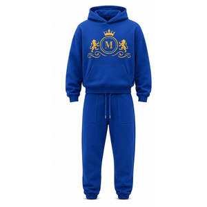 Chándal Azul Vintage Mudassar para Hombre, Talla Grande, 480 g/m², 100% Algodón, con Capucha, Largo, Casual, con Cordón Ajustable y Bolsillos - Product Image 3
