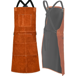 Top Quality Genuine Cowhide Leather Kitchen Apron 6 <b>Tools</b> Pockets Heat Resistant Barber Barista Apron With Customized Logo - Product Image 1