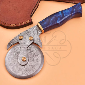 Cuchillo para Pizza de Acero al Carbono de Alta Calidad, Forjado a Mano, con Grabado, Estilo Vikingo, con Funda de Cuero - Product Image 2