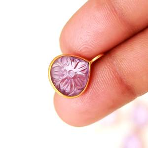 Natural Pink Amethyst Flower Pendant 925 Sterling <b>Silver</b> Gemstone Pendant Hand Carved Heart Charm Pink Amethyst Jewelry Making - Product Image 6