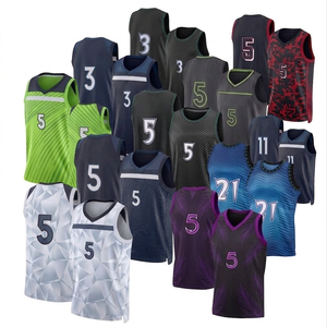 Maillot de basket personnalisé sublimé sans manches col en V unisexe adulte en maille polyester anti-humidité avec impression des numéros d'équipe - Product Image 1