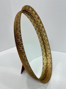 Round Gold Plated Storage <b>Tray</b> With <b>Mirrored</b> Finish Classic Design For Table Use - Product Image 5